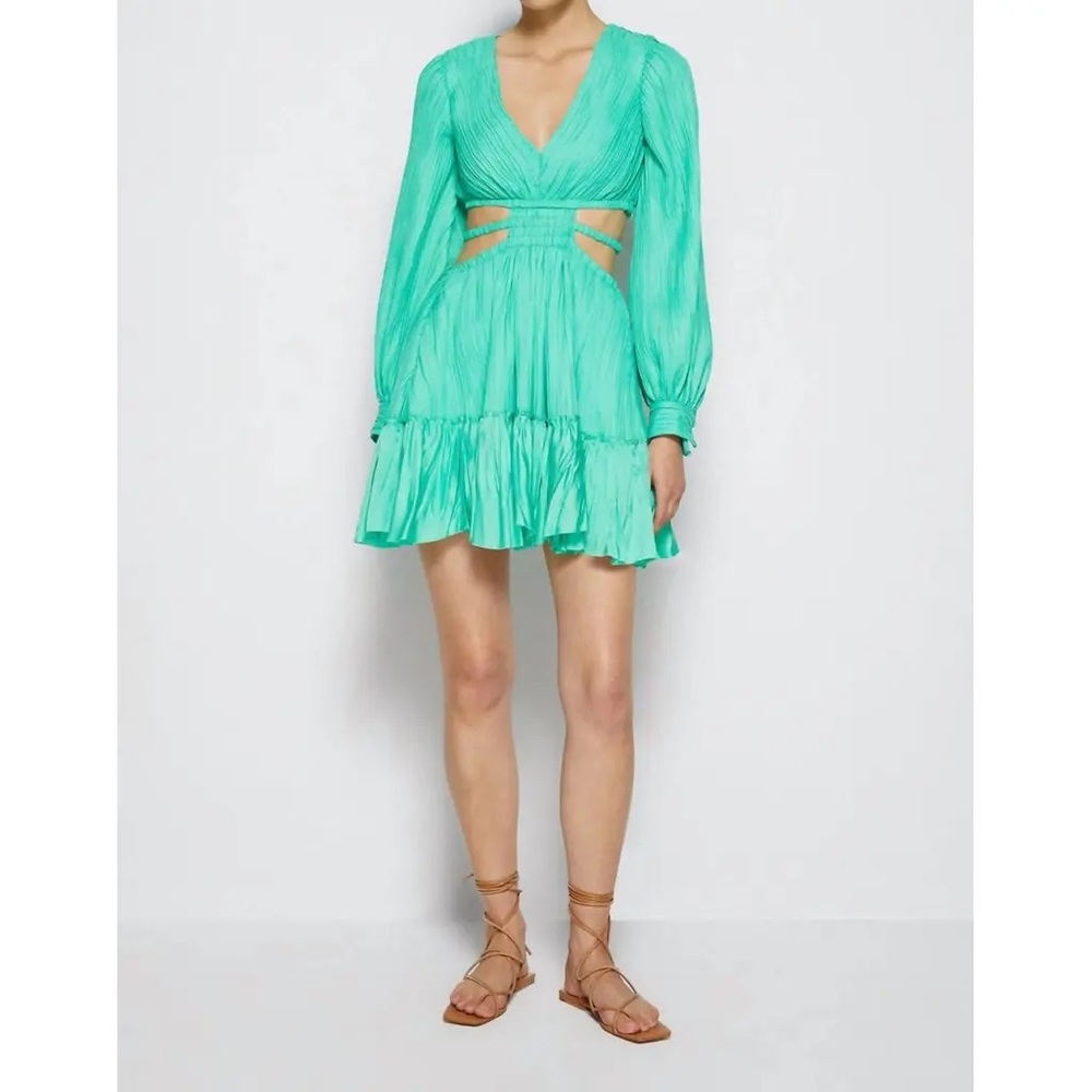 Jonathan Simkhai Londyn mushroom pleat dress in kiwi / green - US M